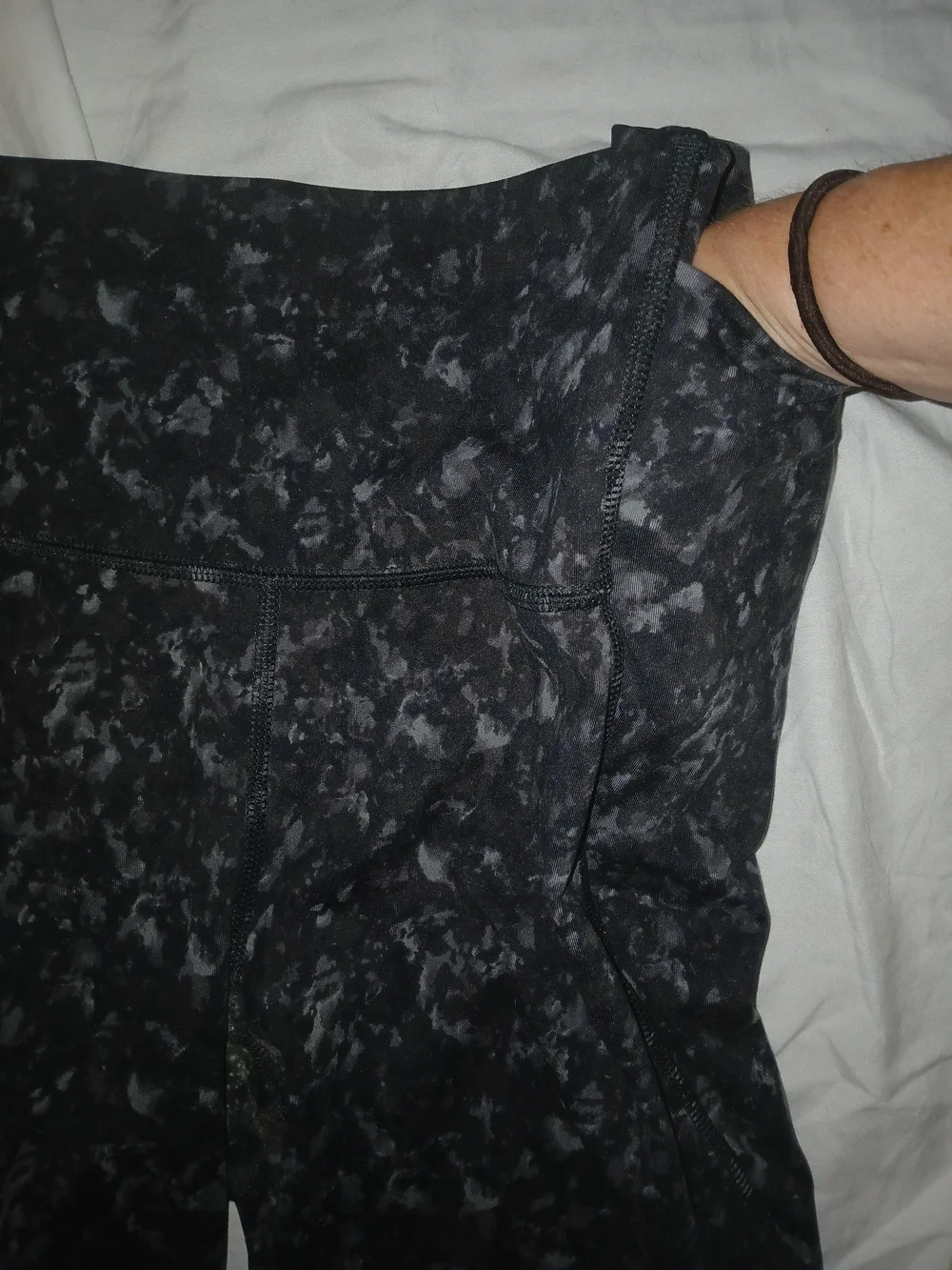 All in Motion Black Marble-Print High Waist Bike Shorts
